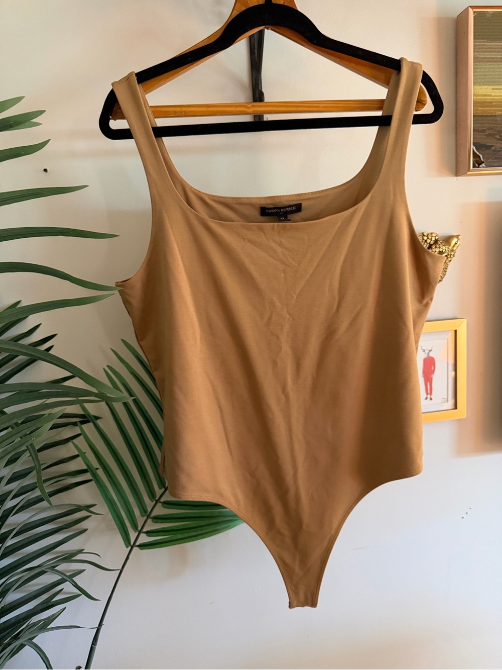 Banana Republic Camel/Tan Scoop-Neck Bodysuit body con.